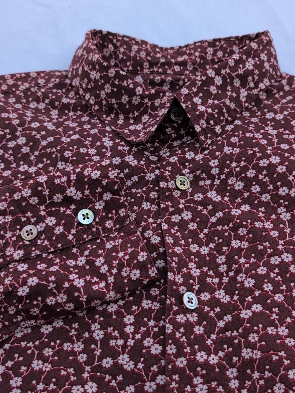 Vtg John Varvatos Shirt Mens Extra Large Red Floral AOP Long Sleeve Button Up